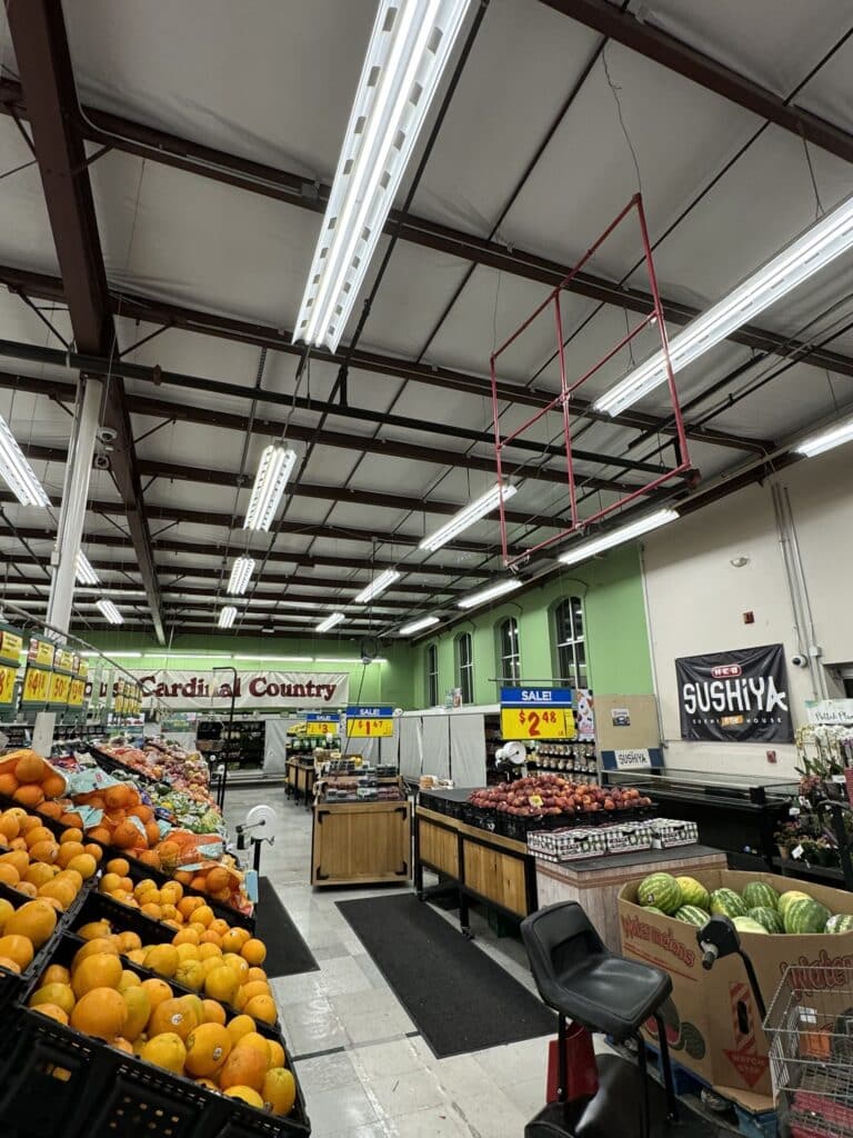 After: New white insulation facing in the produce section