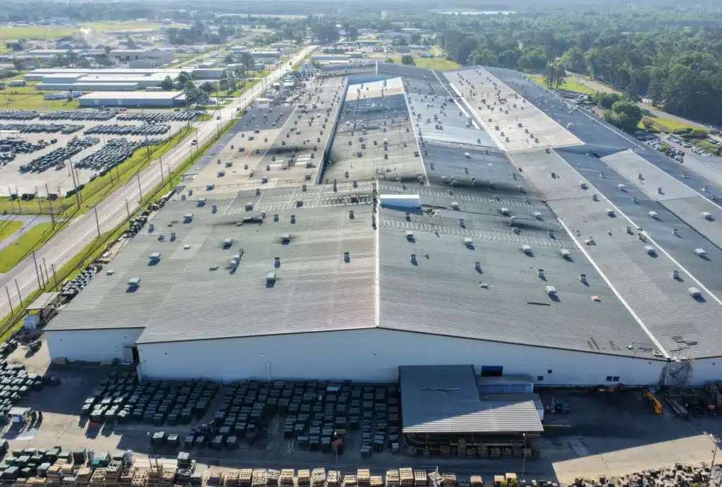 Aerial view of the approximately 2.3-million-square-foot Howard Industries manufacturing facility in Laurel, Mississippi.