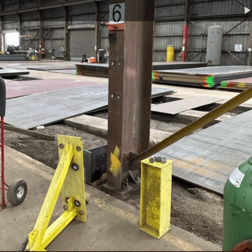 First: Identify steel I-beam columns to be repaired or replaced, in this project there were 15 columns to be repaired. Some time they need to be cut out, other problems may just need plate steel welded over the top.