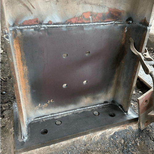 The replacement section is fabricated and welded.